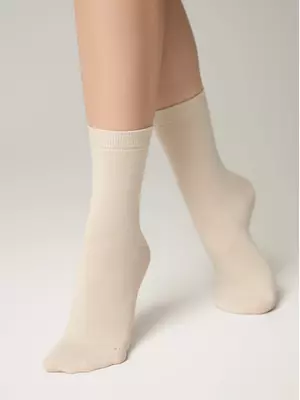 Женские классические носки из хлопка 3dsocks 000 бежевый, , 39-41 (25-27), CONTE ELEGANT, - 1