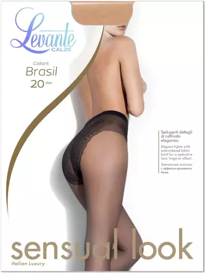 Колготки женские с ажурными трусиками levante brasil 20 daino, , 2, LEVANTE, - 1