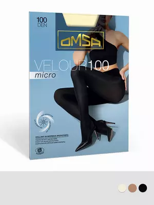 Женские колготки omsa velour micro 100 nero, , 2, OMSA, - 1