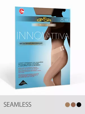 Бесшовные колготки omsa innovattiva 8 den nero, , 3, OMSA, - 1