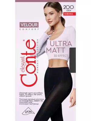 Колготки женские conte velour 200 nero, , 3, CONTE ELEGANT, - 1