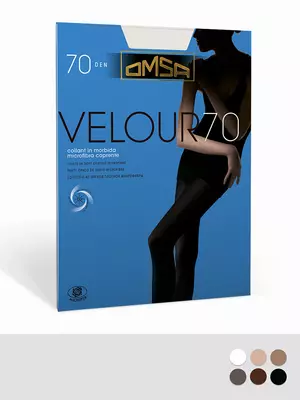 Плотные колготки с микрофиброй omsa velour 70 nero, , 3, OMSA, - 1