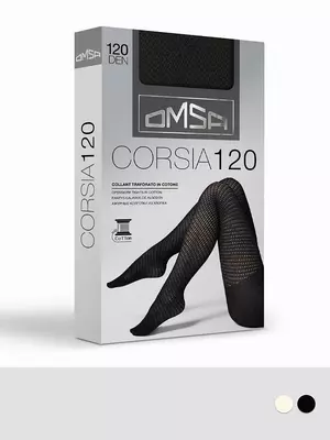 Теплые ажурные колготки omsa corsia 120 nero, , 2, OMSA, - 1