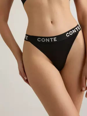 Трусы женские «танга» со средней линией талии comfy line lta 2992 black-silver, , 94/S, CONTE ELEGANT, - 1