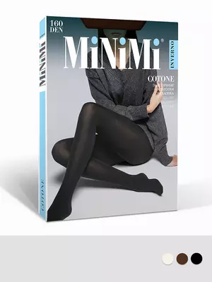 Хлопковые колготки minimi cotone 160 den nero, , 3, MINIMI, - 1