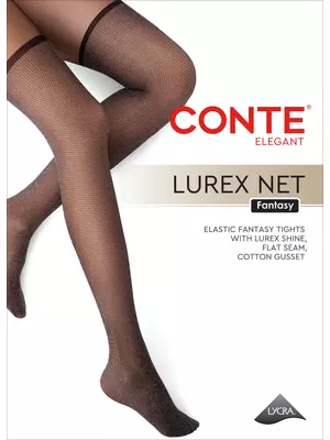 Колготки с имитацией чулок lurex net nero, , 4, CONTE ELEGANT, - 1