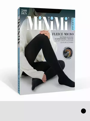 Теплые колготки (микрофибра с флисом) minimi fleece micro 200 nero, , 4, MINIMI, - 1