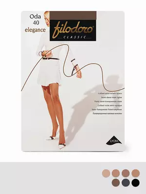 Матовые колготки с шортиками oda 40 elegance nero, , 3, FILODORO, - 1