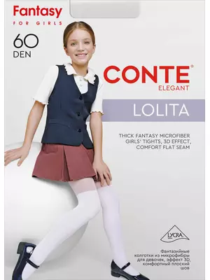 Колготки детские из микрофибры с имитацией гольфинов lolita bianco, , 116-122, CONTE ELEGANT, - 1