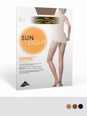 Чулки женские omsa sun light 8 aut. sierra, , 3, OMSA, - 1