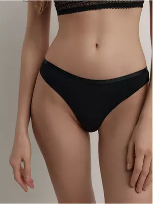 Трусы «бикини» из фактурного кружева и хлопка lace twist lb 1992 black, , 106/XL, CONTE ELEGANT, - 1