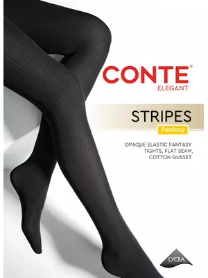 Колготки с вертикальными полосами stripes nero, , 5, CONTE ELEGANT, - 1