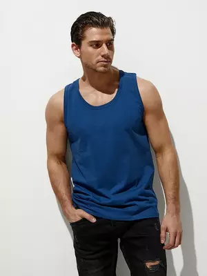 Майка мужская omsa cotton u1101 blu, , 52(2XL), OMSA, - 1