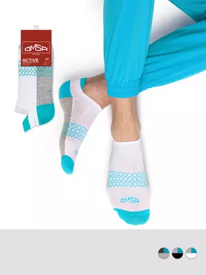 Укороченные мужские носки omsa active 107 bianco, , 45-47 (29-31), OMSA, - 1
