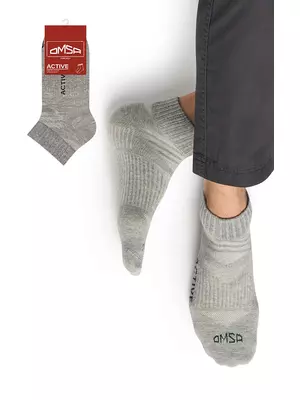 Короткие мужские носки omsa active 111 grigio melange, , 36-38 (23-25), OMSA, - 1