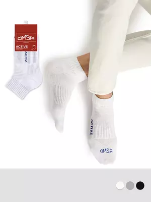 Короткие мужские носки omsa active 111 bianco, , 36-38 (23-25), OMSA, - 1