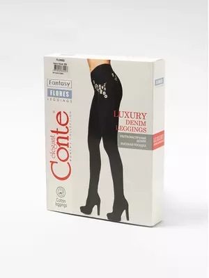 Ультраэластичные джеггинсы с металлической вышивкой flores nero, , 170-90/XS, CONTE ELEGANT, - 1