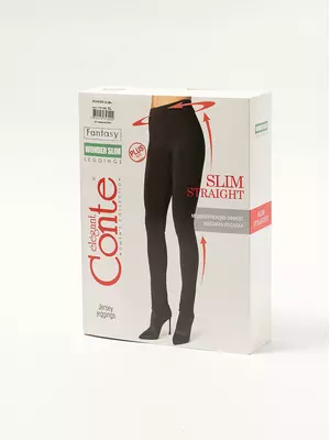 Моделирующие женские леггинсы с высокой посадкой wonder slim+ nero, , 164-114/3XL, CONTE ELEGANT, - 1