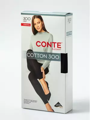 Теплые легинсы из хлопка conte cotton 300 nero, , 3, CONTE ELEGANT, - 1