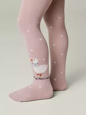Колготки с рисунком «уточка» tip-top 713 пепельно-розовый, , 80-86 (14), CONTE-KIDS, - 1