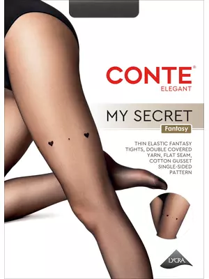 Колготки с имитацией гартера в сердечки conte my secret nero, , 5, CONTE ELEGANT, - 1