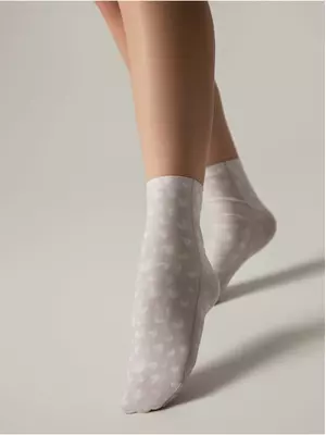 Носки с рисунком «белые сердечки» fantasy 70 den 145 mix, , 36-39 (23-25), CONTE ELEGANT, - 1