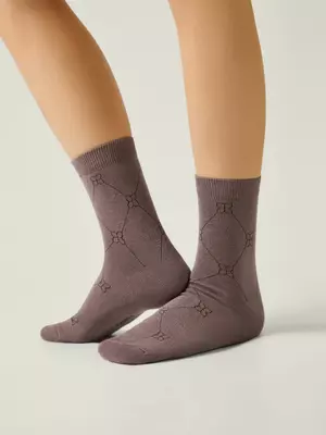 Носки женские с рисунком conte classic 686 кофейный, , 36-38 (23-25), CONTE ELEGANT, - 1