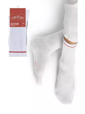 Мужские высокие носки omsa active 115 bianco/rosso, , 36-38 (23-25), OMSA, - 1