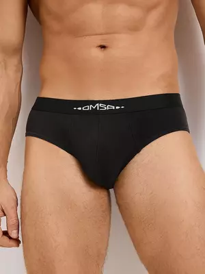Мужские трусы слипы с открытой резинкой omsa omb 1224-1 nero, , 50 (XL), OMSA, - 1