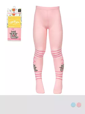 Детские колготки с рисунком (кот и зайчик) omsa kids 11p62 rosa chiaro, , 92-98/13-14, OMSA, - 1