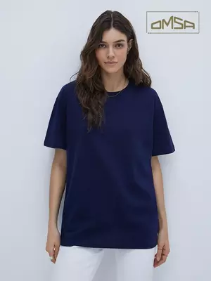 Женская футболка oversize из 100% хлопка omsa omt_d1301 blu notte, , 46 (M), OMSA, - 1