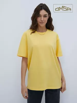 Женская футболка oversize из 100% хлопка omsa omt_d1301 giallo, , 48 (L), OMSA, - 1