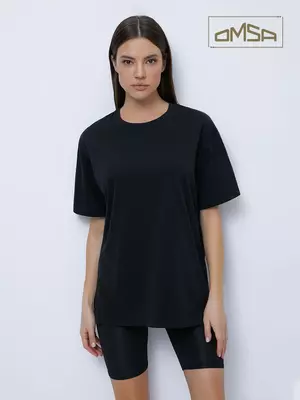 Женская футболка oversize из 100% хлопка omsa omt_d1301 nero, , 50 (XL), OMSA, - 1