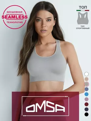 Топ спортивный на широких бретелях omsa oms142 latte, , 48/50 (L/XL), OMSA, - 1