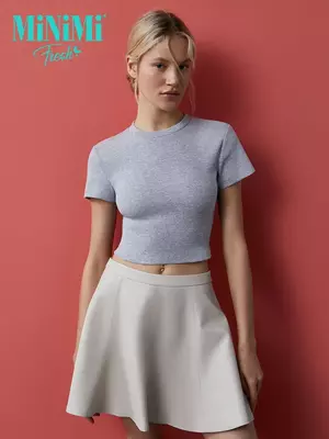 Футболка укороченная (кашкорсе) minimi 1421с fresh grigio melange, , 46 (M), MINIMI, - 1