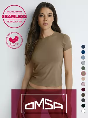 Футболка женская omsa omd 1411s soft camoscio, , 48 (L), OMSA, - 1