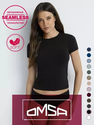Футболка женская omsa omd 1411s soft nero, , 48 (L), OMSA, - 1