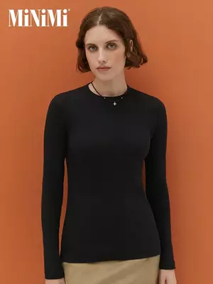 Женский лонгслив из кашкорсе minimi 1611с fresh nero, , 42 (XS), MINIMI, - 1