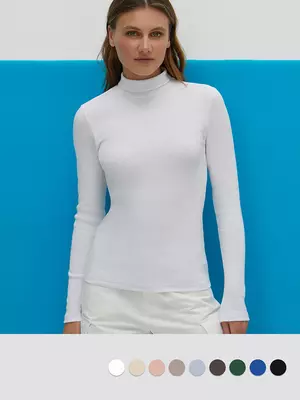 Водолазка с высоким воротником с подворотом (кашкорсе) minimi 1731с fresh bianco, , 48 (L), MINIMI, - 1