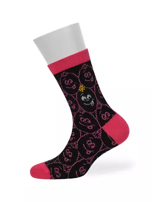 Носки детские (мордочки) omsa kids calzino 21p74 nero/fuxia, , 27-30 (16-18), OMSA, - 1