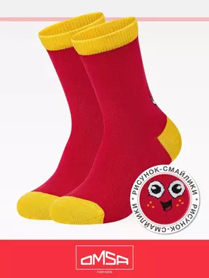 Носки детские (смайлики) omsa kids calzino 21p42 rosso, , 19-22 (12-14), OMSA, - 1
