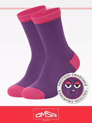 Носки детские (смайлики) omsa kids calzino 21p42 viola, , 19-22 (12-14), OMSA, - 1