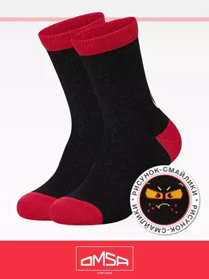 Носки детские (смайлики) omsa kids calzino 21p42 nero, , 27-30 (16-18), OMSA, - 1
