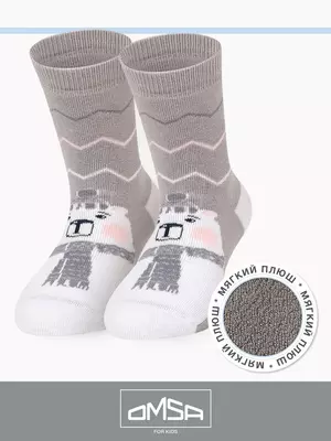 Носки детские с махровой стопой (шарфики) omsa kids calzino 21n61 grigio chiaro, , 23-26 (14-16), OMSA, - 1