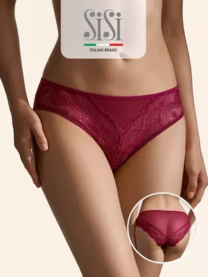 Трусы женские «слипы» из мягкой сетки sisi 2212b glamour slip bordo, , 44 (S), SISI, - 1