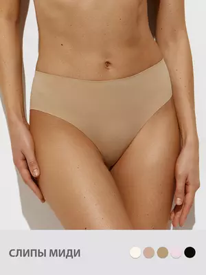 Трусы «слипы» со средней линией талии omsa omd 2221b invisible slip midi nudo, , 50 (XL), OMSA, - 1