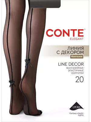 Колготки с имитацией шва и бантиком conte line decor (линия с декором) nero, , 4, CONTE ELEGANT, - 1