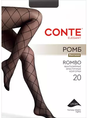 Колготки с геометрическим рисунком conte rombo (ромб) nero, , 4, CONTE ELEGANT, - 1