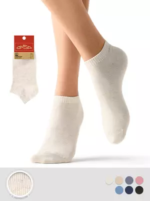 Женские укороченные носки с люрексом omsa eco 255 avorio melange, , 39-41 (25-27), OMSA, - 1