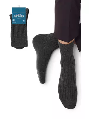 Классические мужские носки в рубчик omsa comfort 308 grigio scuro, , 45-47 (29-31), OMSA, - 1